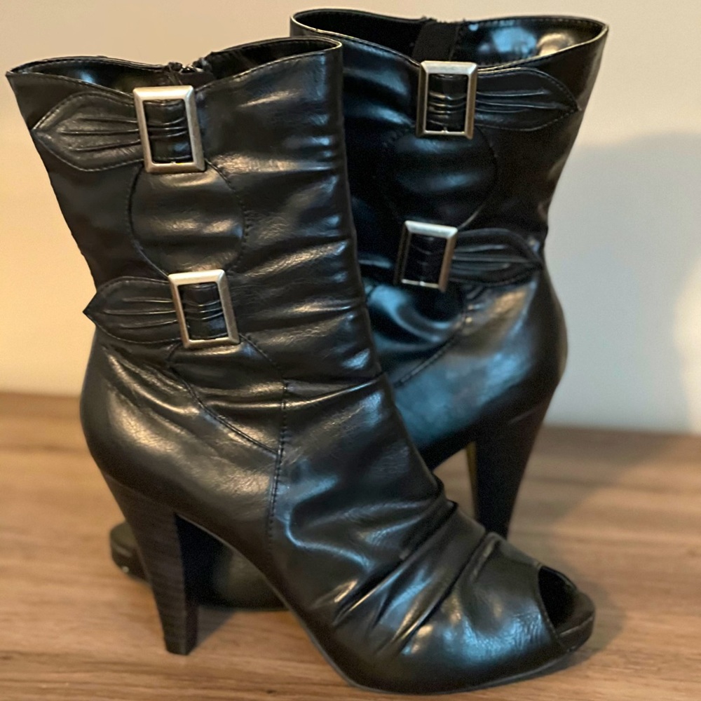 Mid Calf High Heel Boots